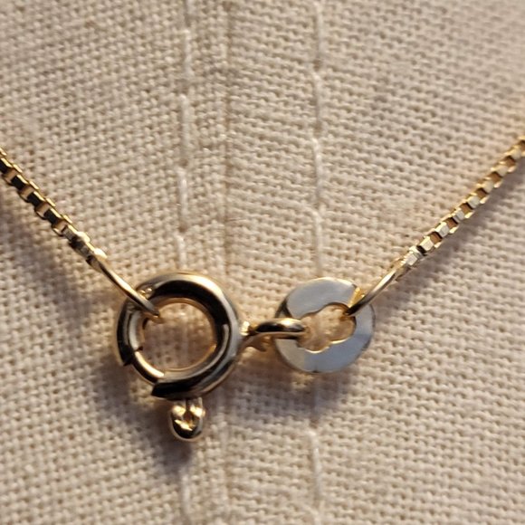 16" 14K Gold Box Chain Necklace with 14K Gold "Blessing" Character Pendant - Picture 4 of 9